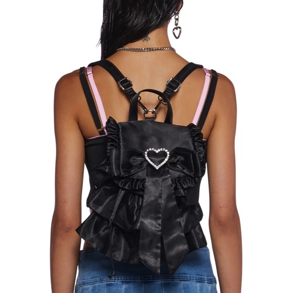 Sugar Thrillz Black Ruffles Backpack Shoulder Bag Purse NWT - Picture 7 of 13